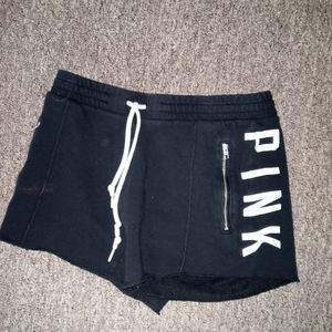 Victoria Secret pink black pull on shorts size small with zippers